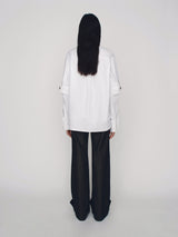 Tailored cotton shirt with high collar and double sleeves