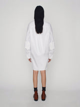 Tailored oversized cotton shirtdress with high collar and double sleeves