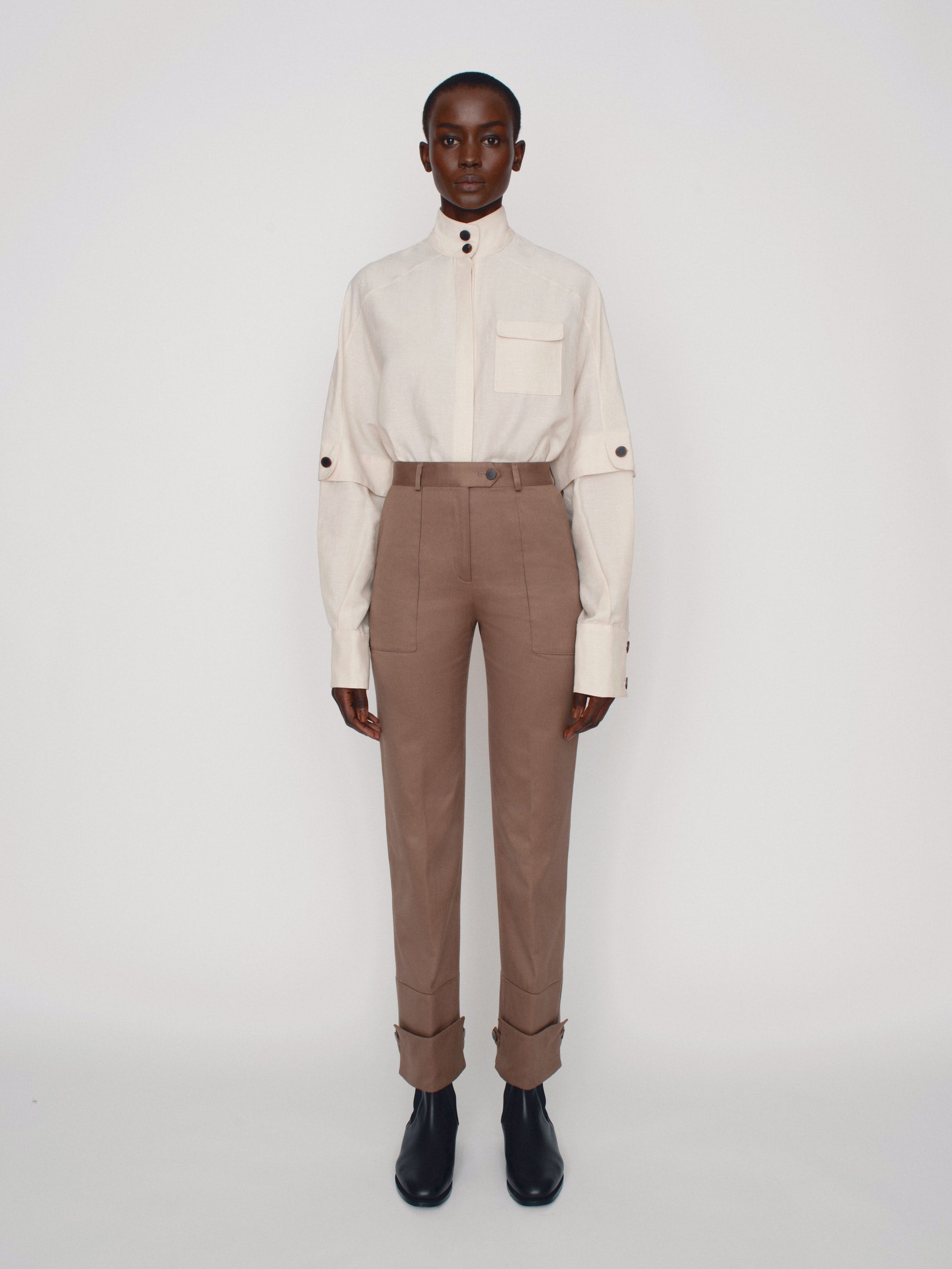 INTERIOR Nico Cuffed-Hem Suit Trousers