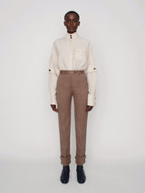 Tailored straight fit trousers with cuff details on the hem