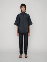 Tailored short-sleeved shirt in cotton with cuff details