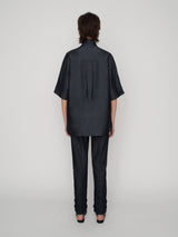 Tailored short-sleeved shirt in cotton with cuff details