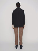 Short wool coat with front three-dimensional concealed buttonhole placket