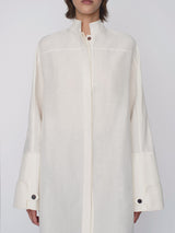 Oversized shirtdress in linen blend with signature cuff details