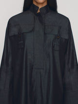 Oversized cotton shirtdress with front flap pockets