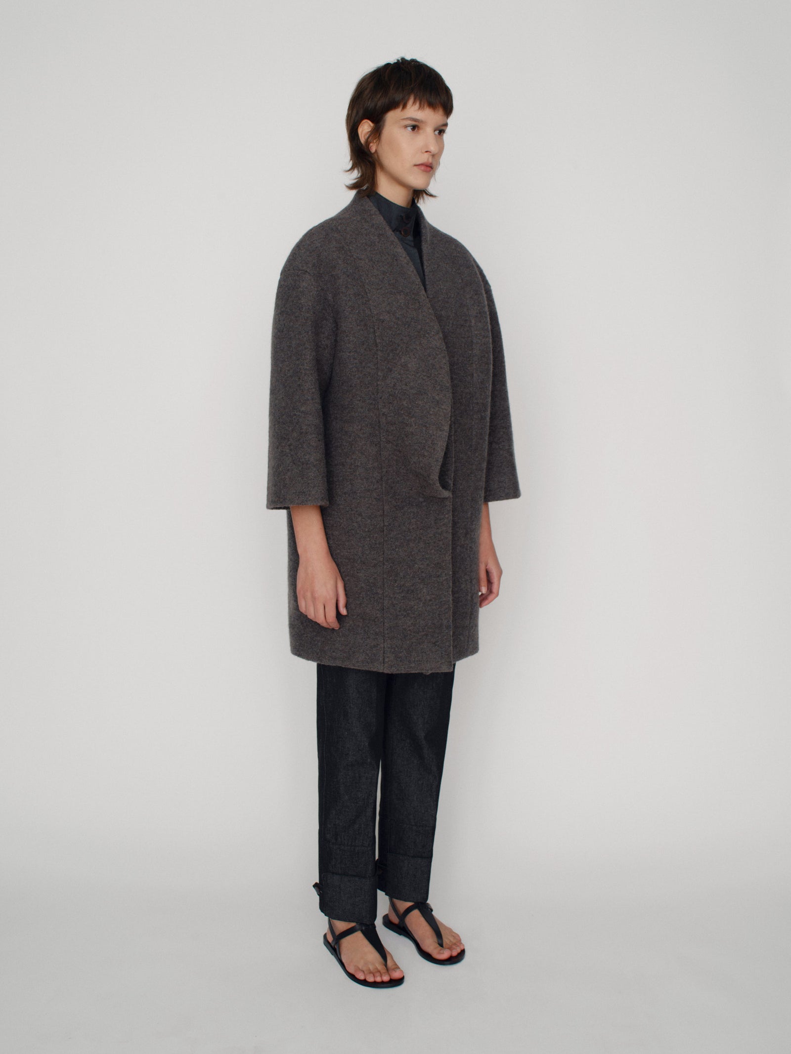 [Ⓜ︎asako様]OVERCOAT Melton Notch Coat NAVY Men's Wool Knee Length Peacoat 714US