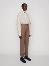Tailored straight fit trousers with cuff details on the hem